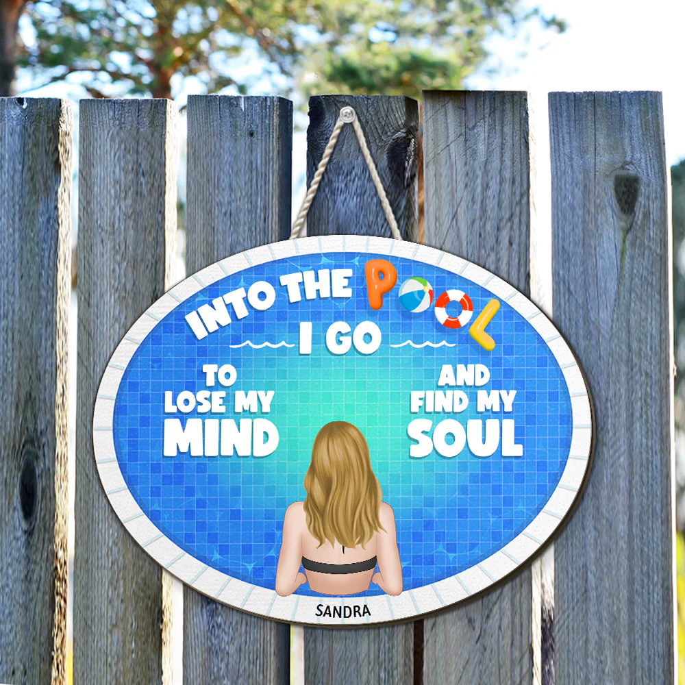 Go Away I am In The Pool - Personalized Custom Wood Sign - Image 2