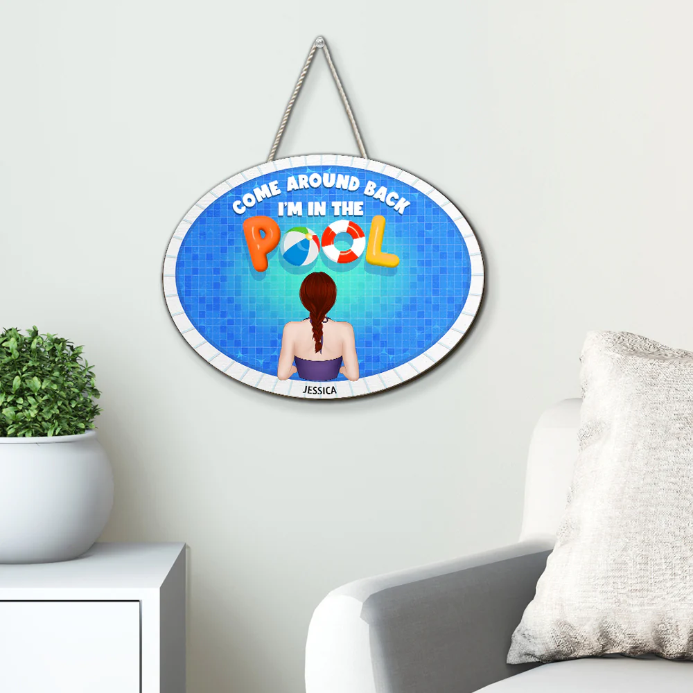 Go Away I am In The Pool - Personalized Custom Wood Sign - Image 3