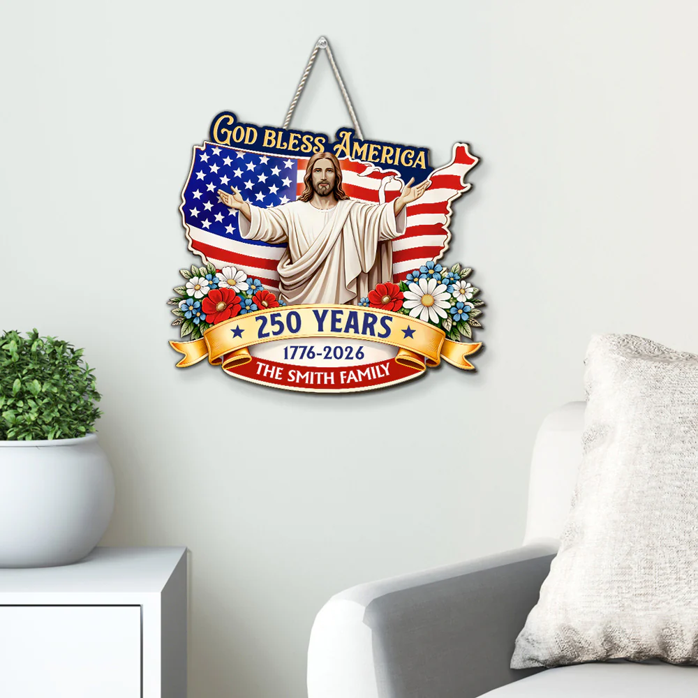 God Bless America - Personalized Custom Wood Sign - Image 3