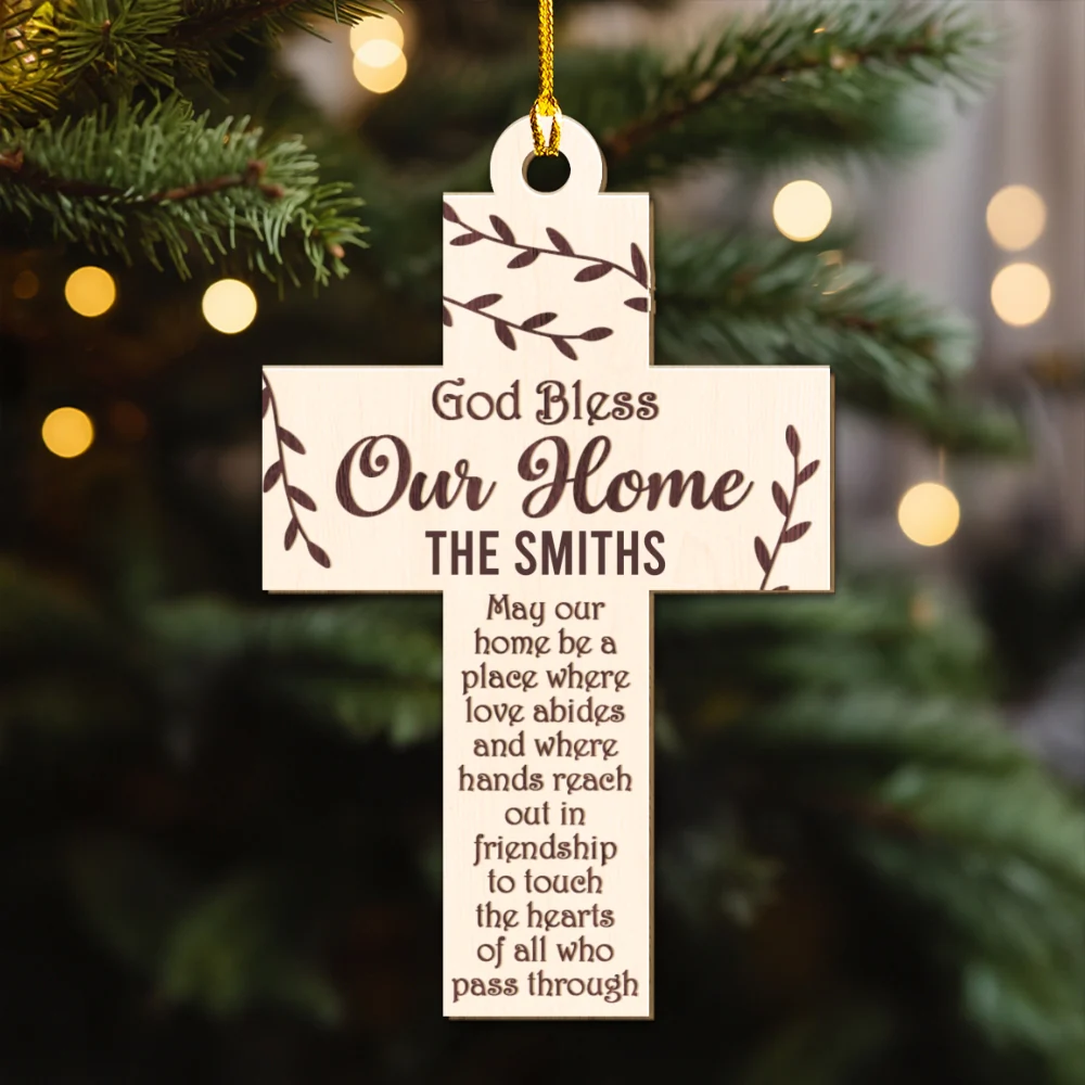 God Bless Our Home - Personalized Custom 3D Effect Wood Ornament - Image 4