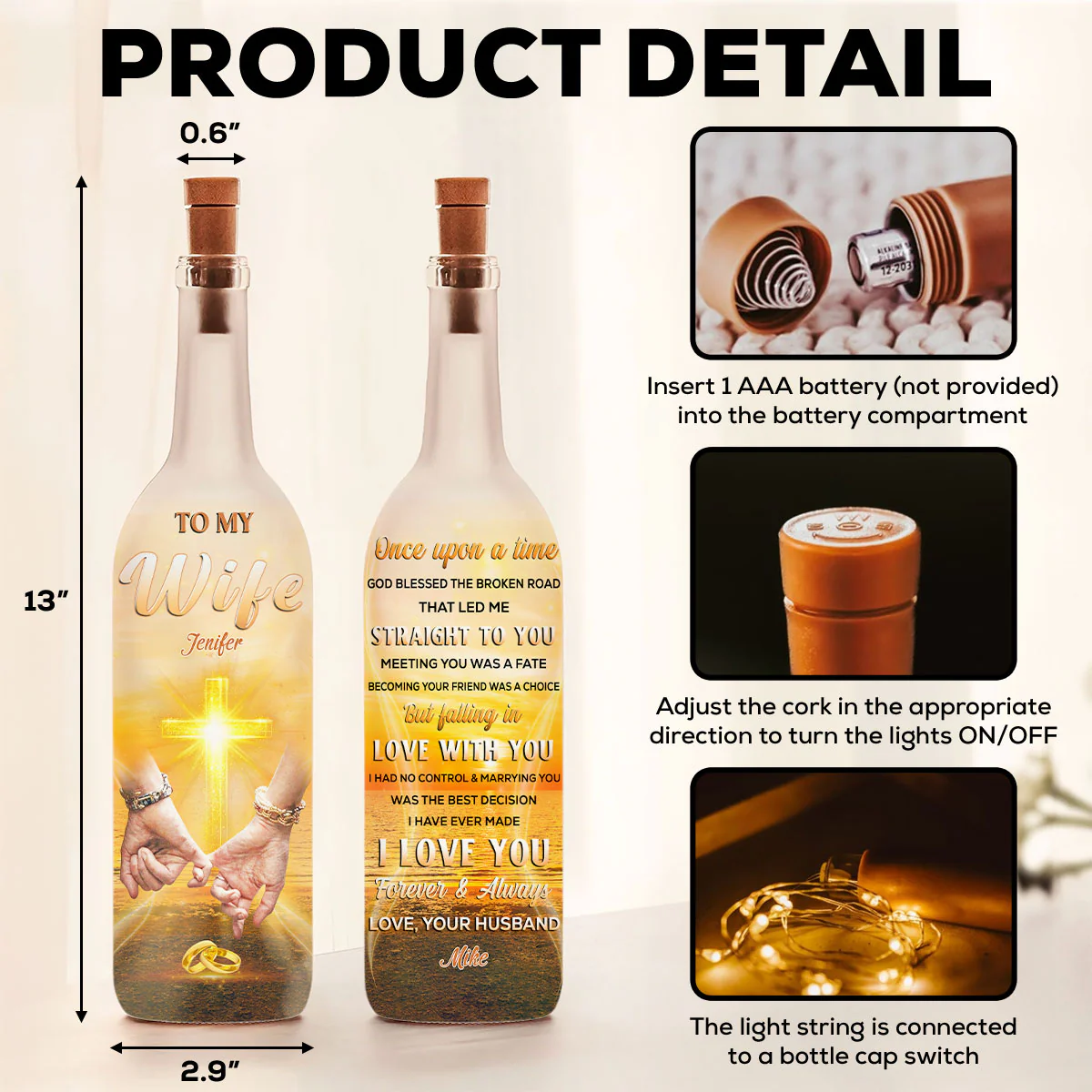 God Blessed The Broken Road - Personalized Custom Bottle Lamp - Image 6