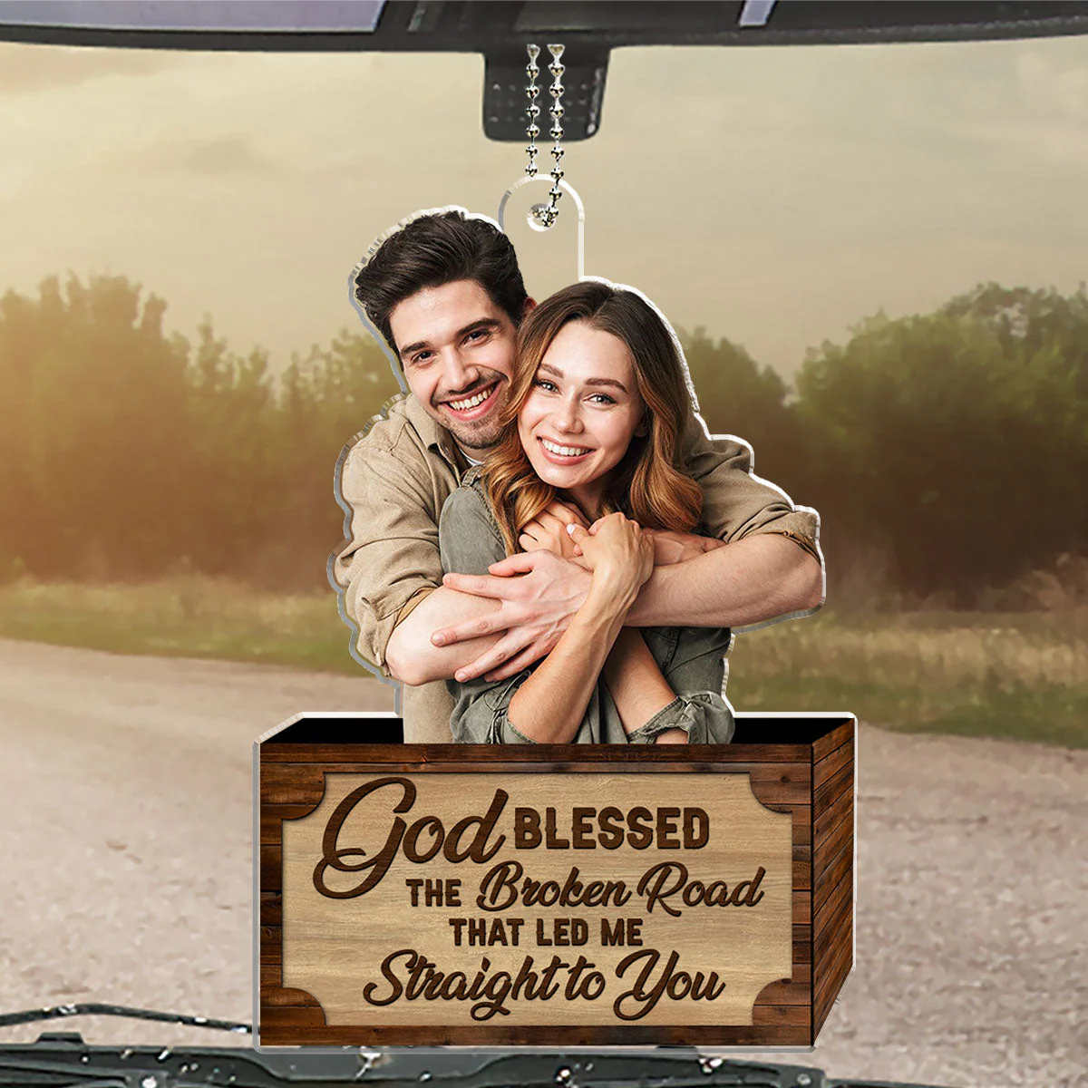 God Blessed The Broken Road - Personalized Custom Car Ornament - Image 4