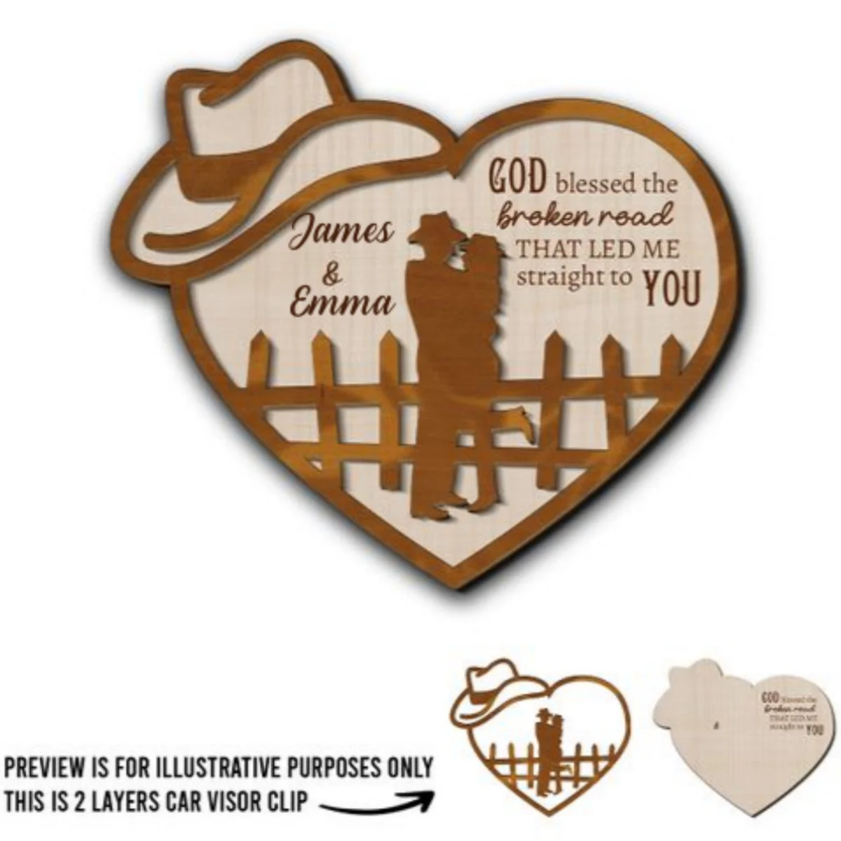 God Blessed The Broken Road - Personalized Custom Car Visor Clip - Image 4