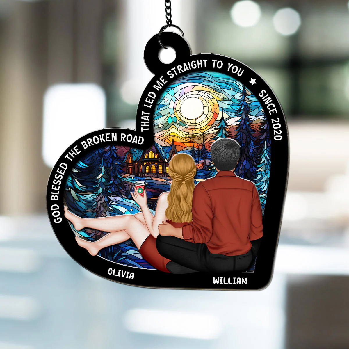 God Blessed The Broken Road - Personalized Custom Suncatcher - Image 2