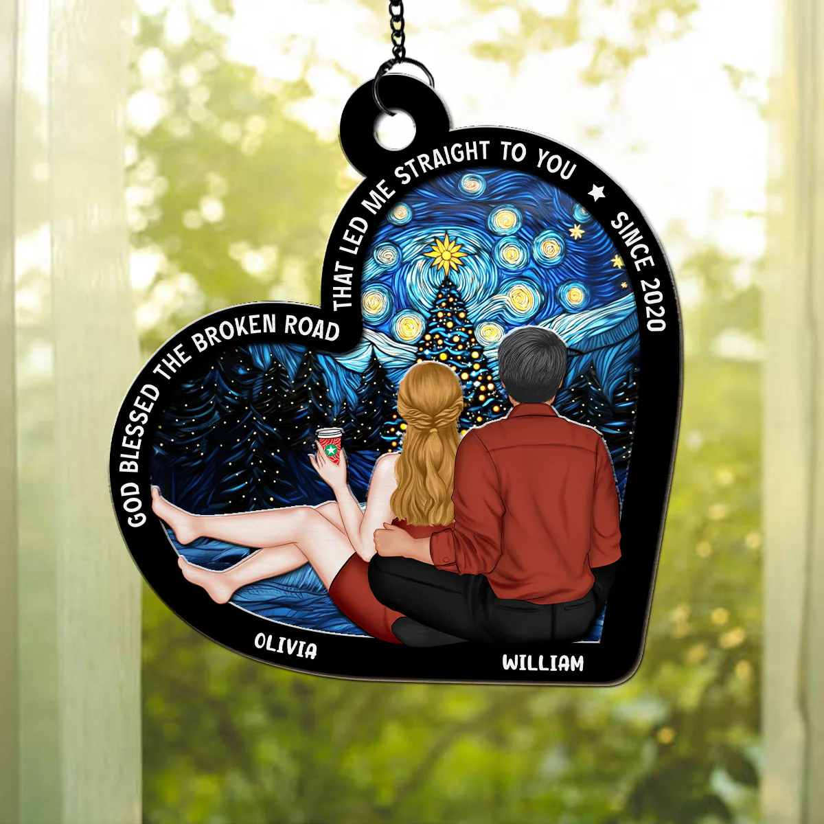 God Blessed The Broken Road - Personalized Custom Suncatcher - Image 3