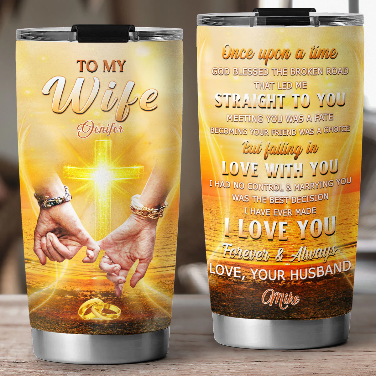 God Blessed You And Me - Personalized Custom Tumbler - Image 3