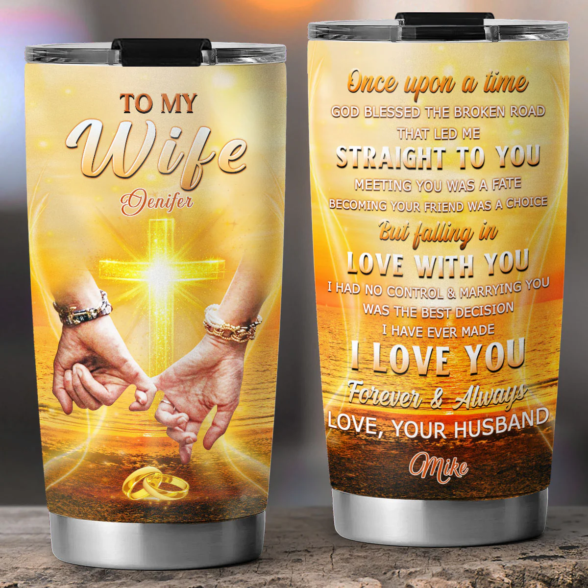 God Blessed You And Me - Personalized Custom Tumbler - Image 4