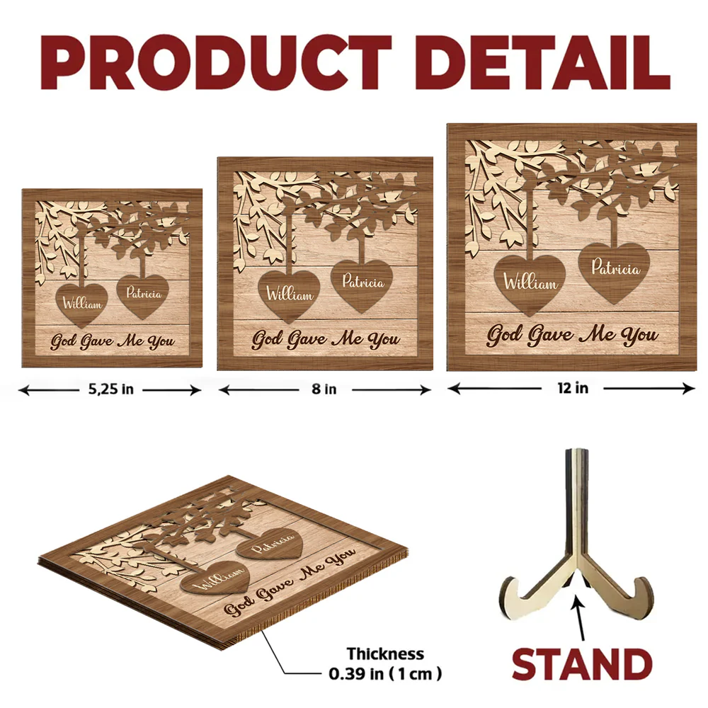 God Gave Me You - Personalized Custom Wooden Plaque - Image 6