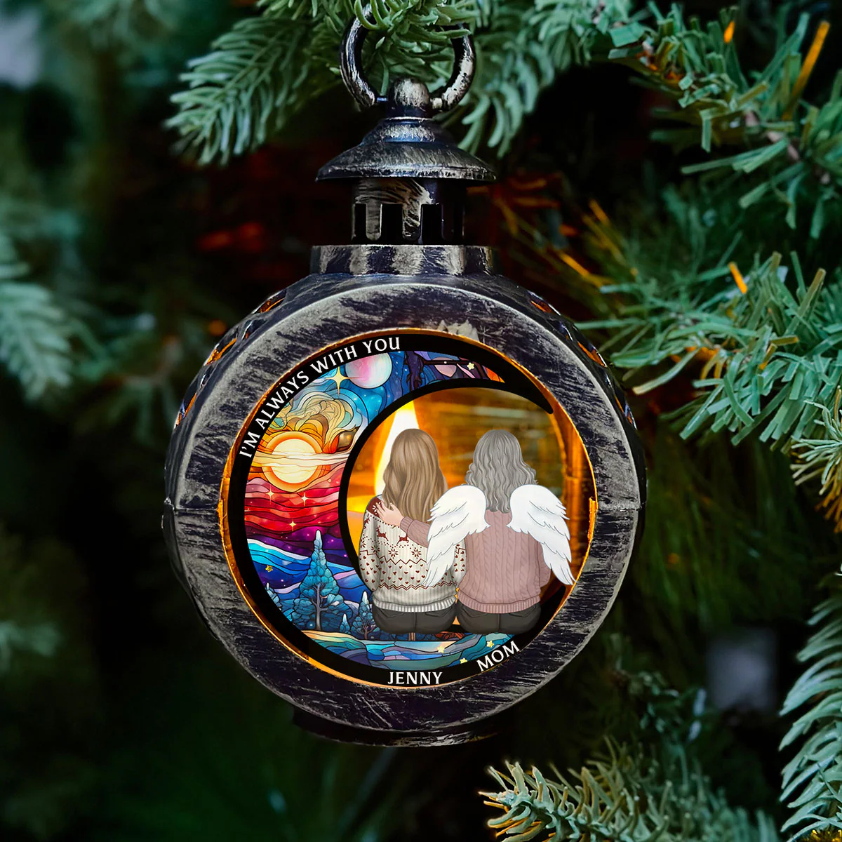 God Has You - Personalized Custom Christmas Lantern - Image 2