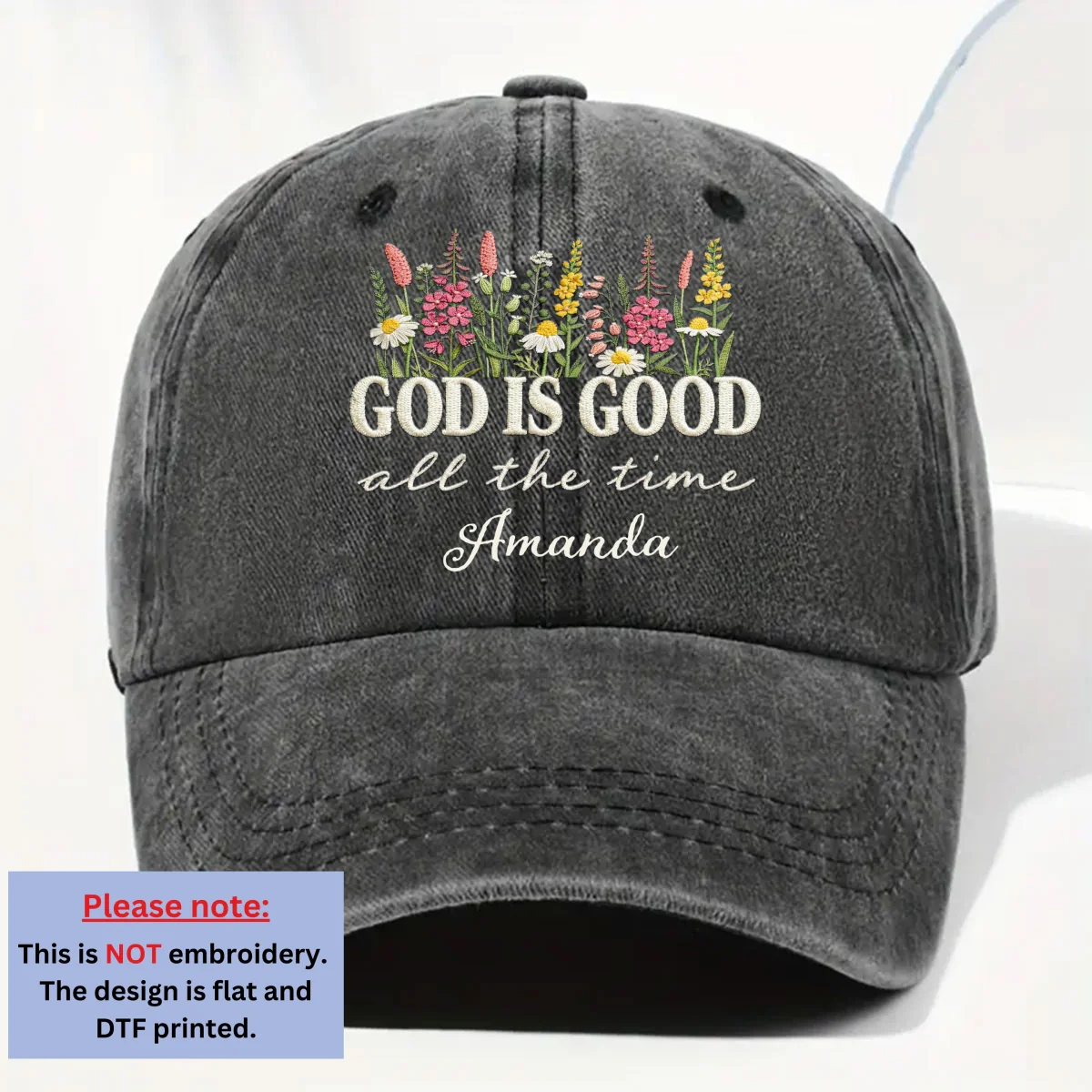 God Is Good Forever - Personalized Custom Vintage Washed Denim Cap - Image 7