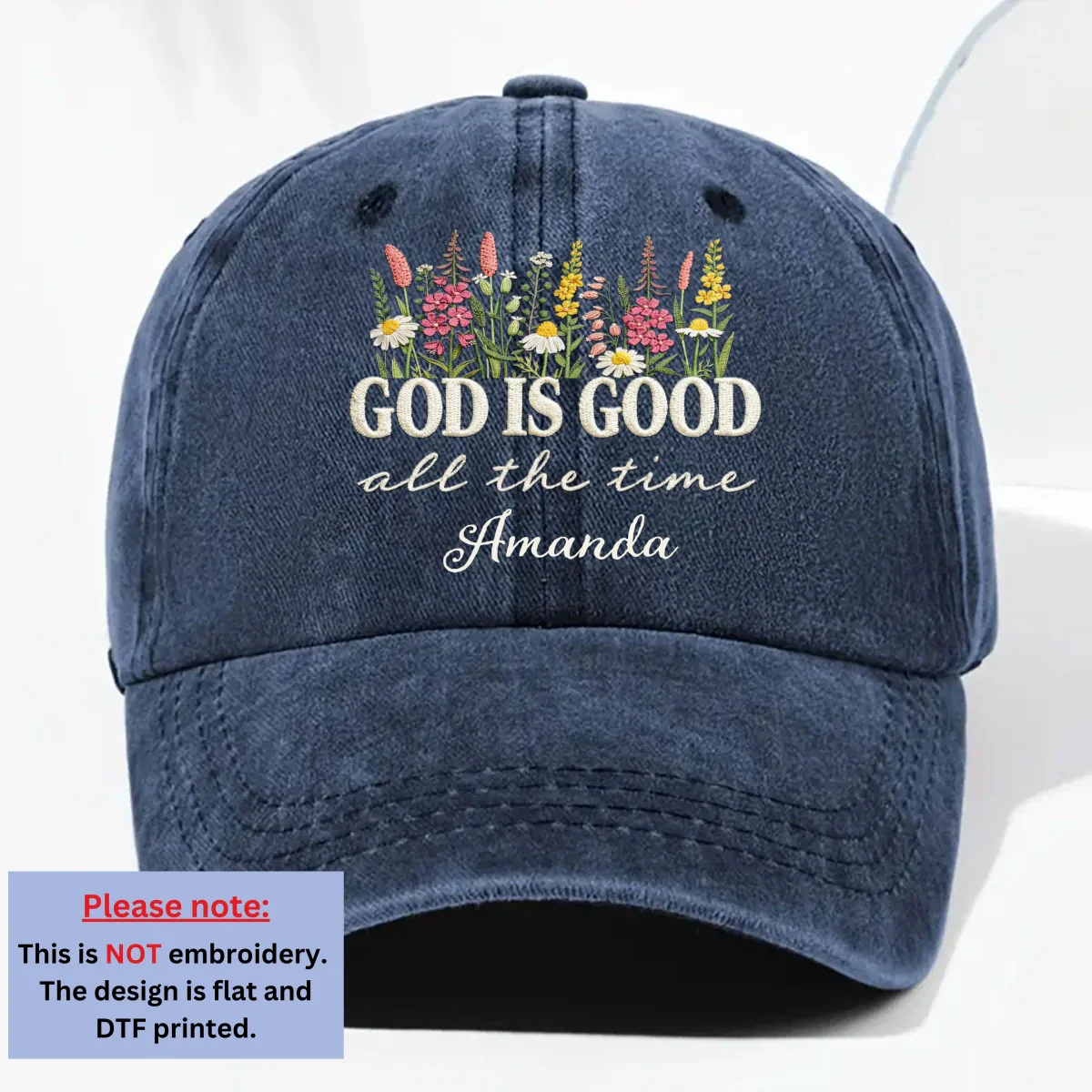 God Is Good Forever - Personalized Custom Vintage Washed Denim Cap - Image 9