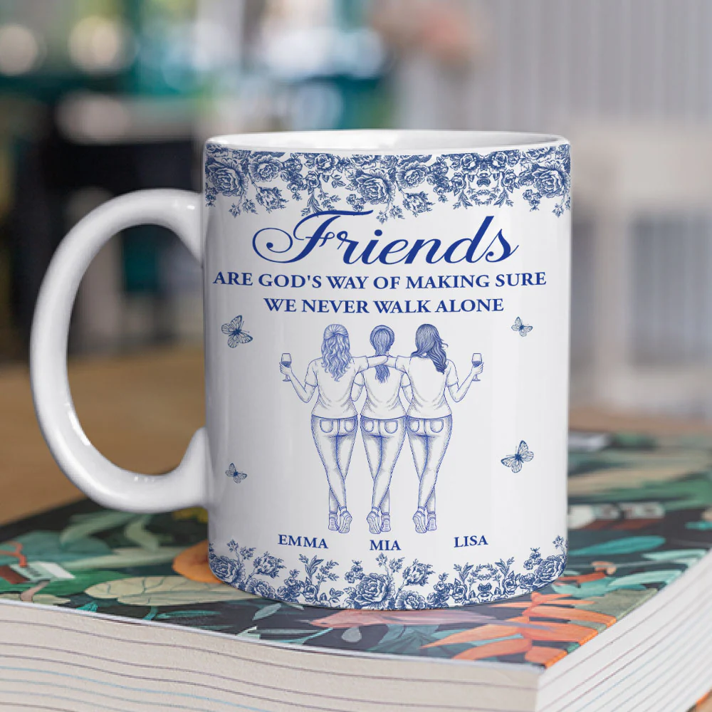God Is Way of Never Walking Alone Bestie - Personalized Custom Coffee Mug - Image 2