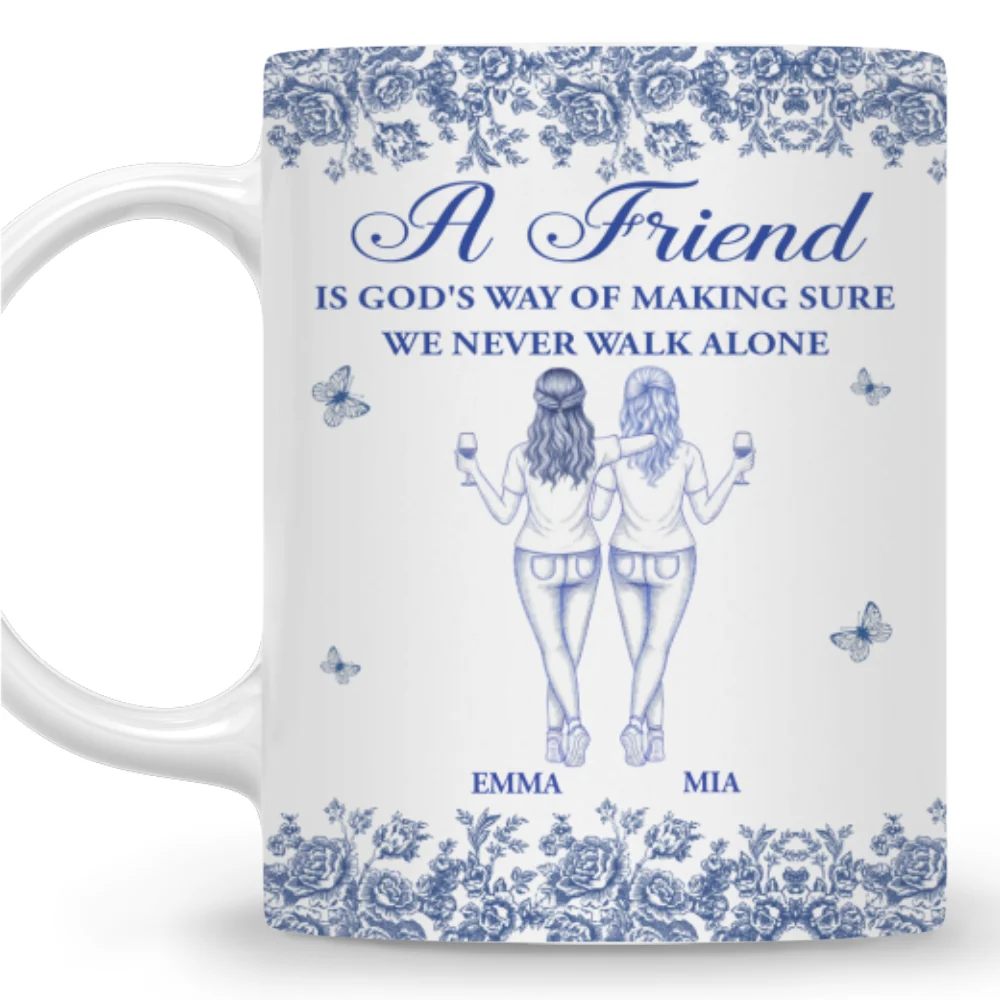 God Is Way of Never Walking Alone Bestie - Personalized Custom Coffee Mug - Image 5