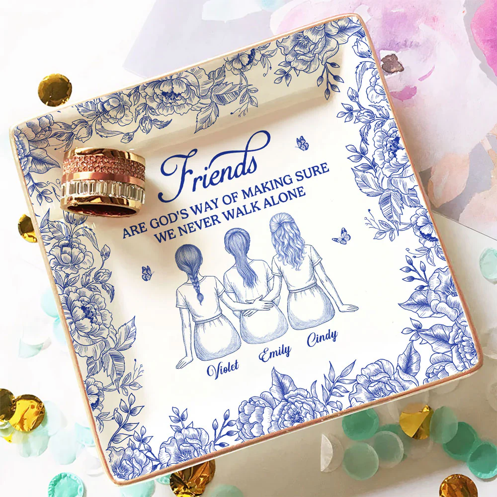 God Is Way of Never Walking Alone - Personalized Custom Jewelry Dish - Image 2
