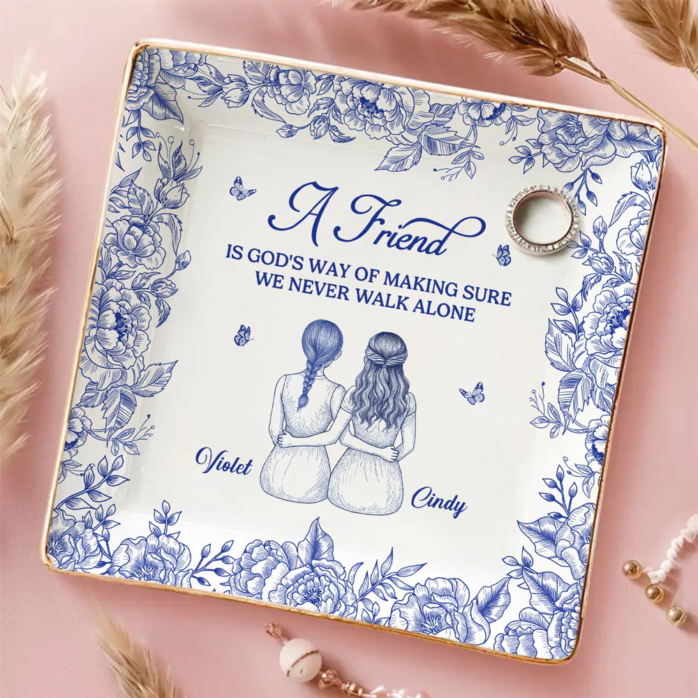 God Is Way of Never Walking Alone - Personalized Custom Jewelry Dish - Image 5