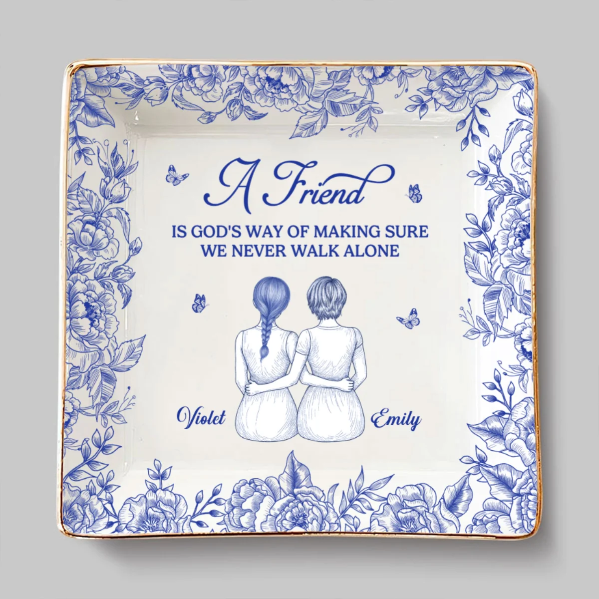God Is Way of Never Walking Alone - Personalized Custom Jewelry Dish - Image 7