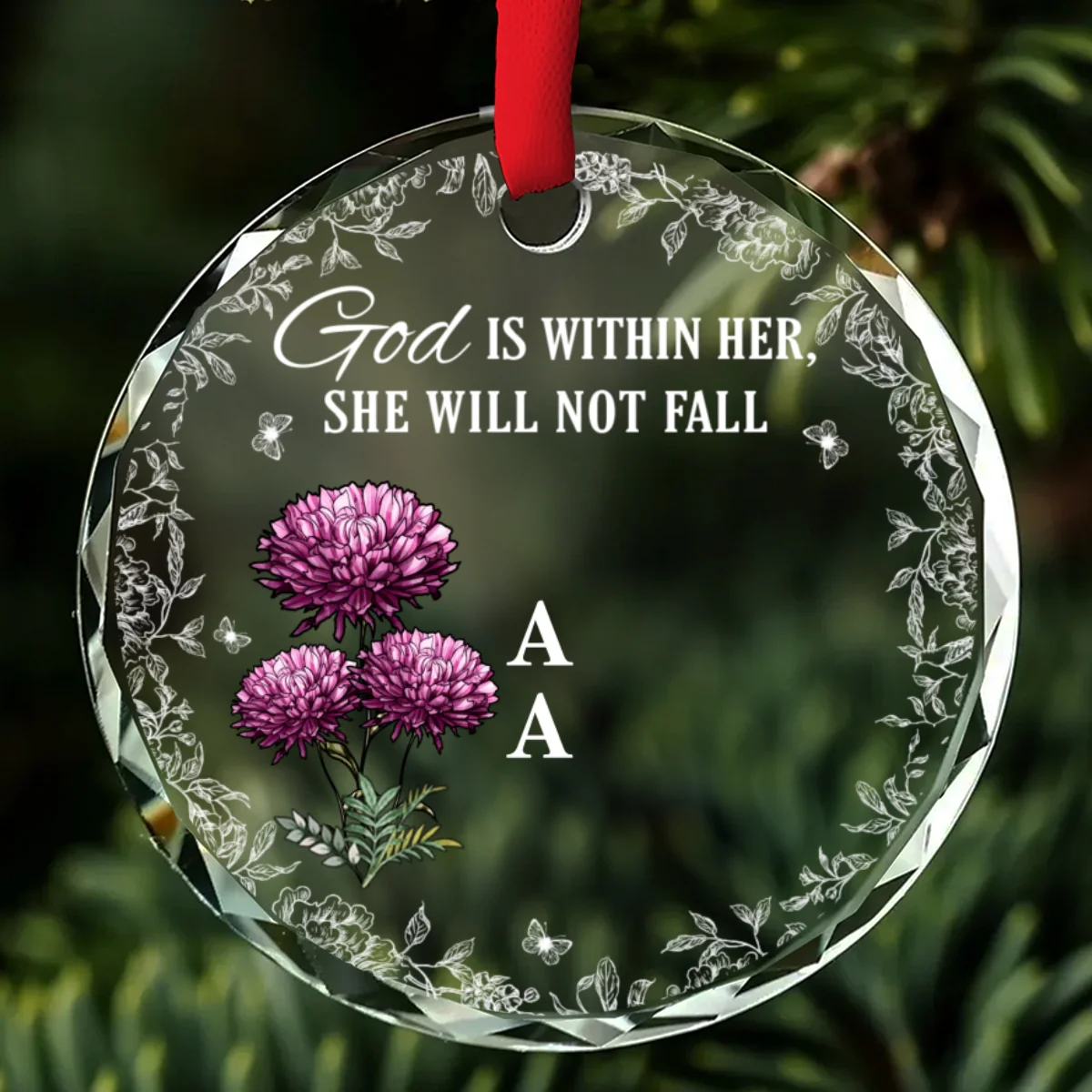 God Is Within Her She Will Not Fall - Personalized Custom Glass Ornament - Image 7