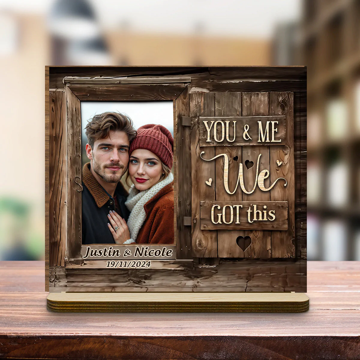 God Knew My Heart Needed You - Personalized Custom 2-Layer Wood Plaque With Flat Base - Image 3
