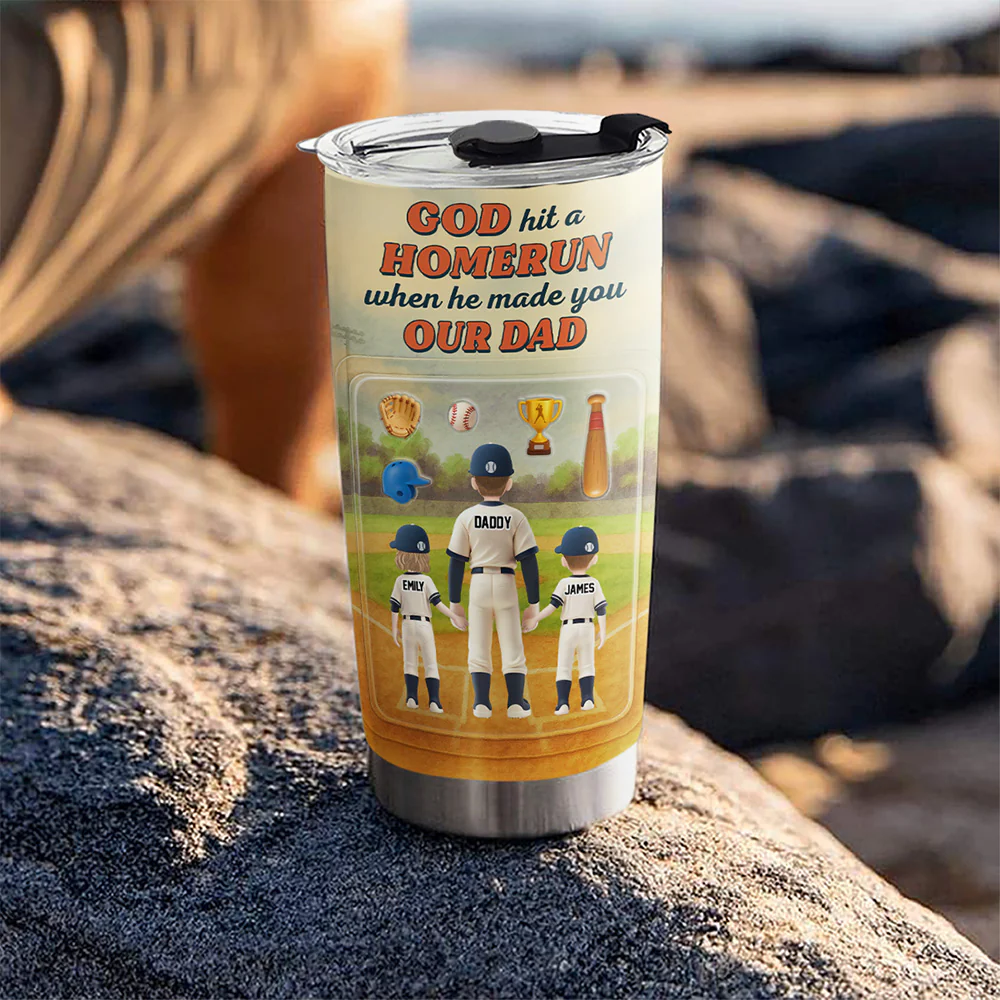 God Made A Home Run - Personalized Custom Tumbler - Image 2