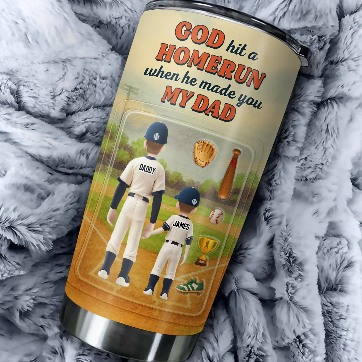 God Made A Home Run - Personalized Custom Tumbler - Image 3