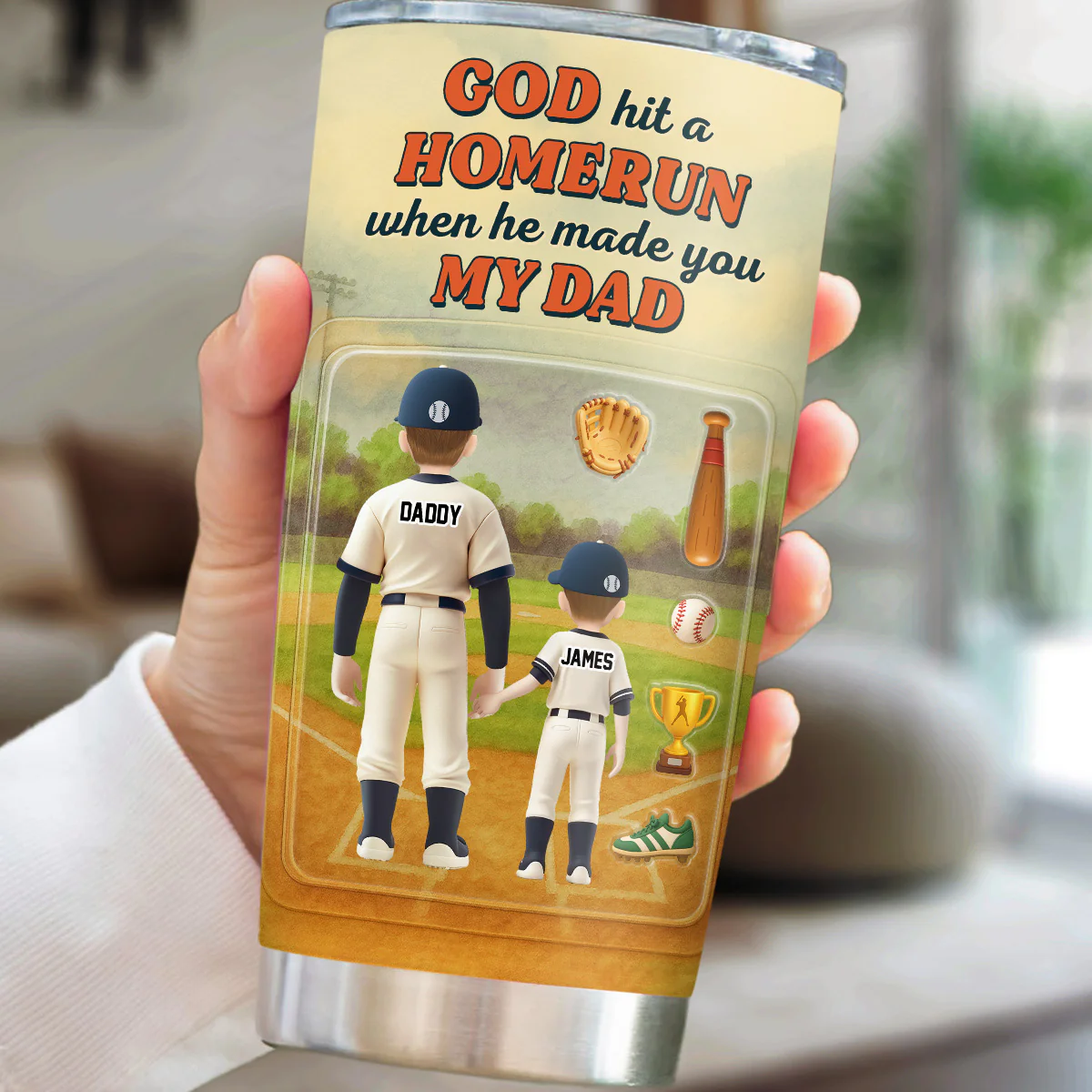 God Made A Home Run - Personalized Custom Tumbler - Image 5