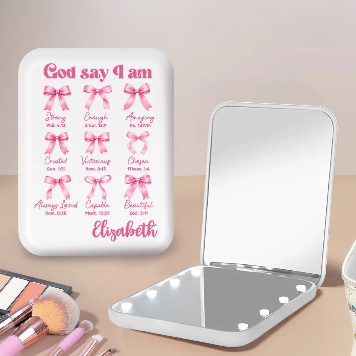 God Say I Am - Personalized Custom LED Pocket Mirror