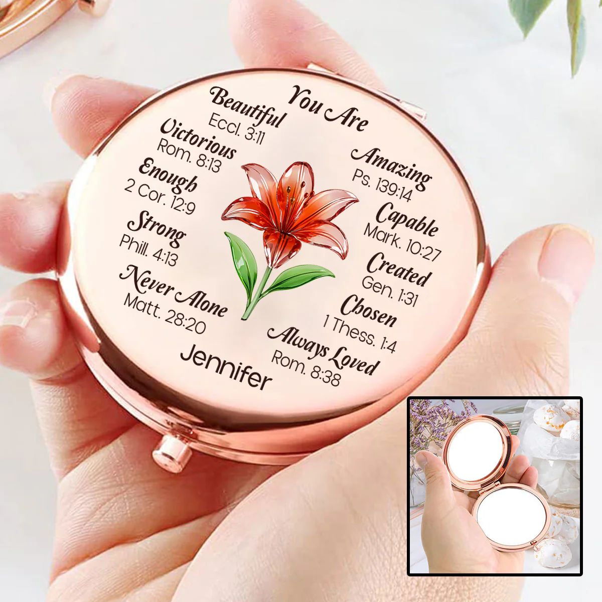 God Say You Are Beautiful - Personalized Custom Compact Mirror - Image 2