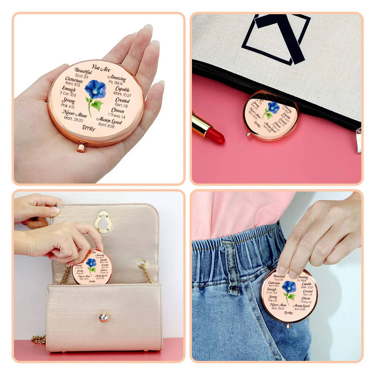 God Say You Are Beautiful - Personalized Custom Compact Mirror - Image 3