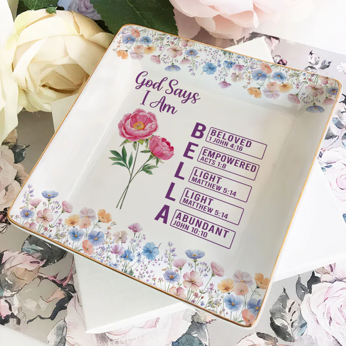 God Says I Am Custom Name - Personalized Custom Jewelry Dish - Image 4