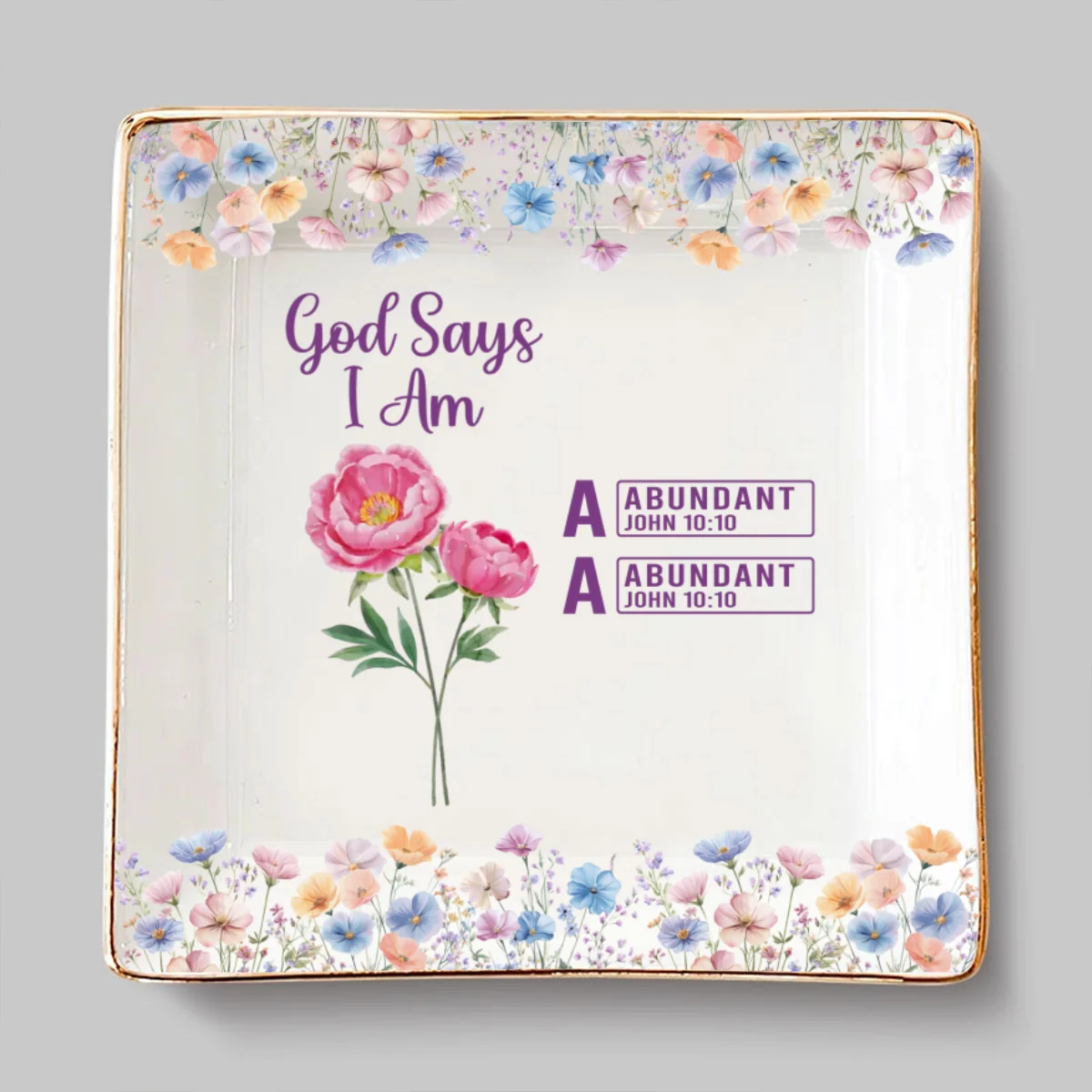 God Says I Am Custom Name - Personalized Custom Jewelry Dish - Image 7