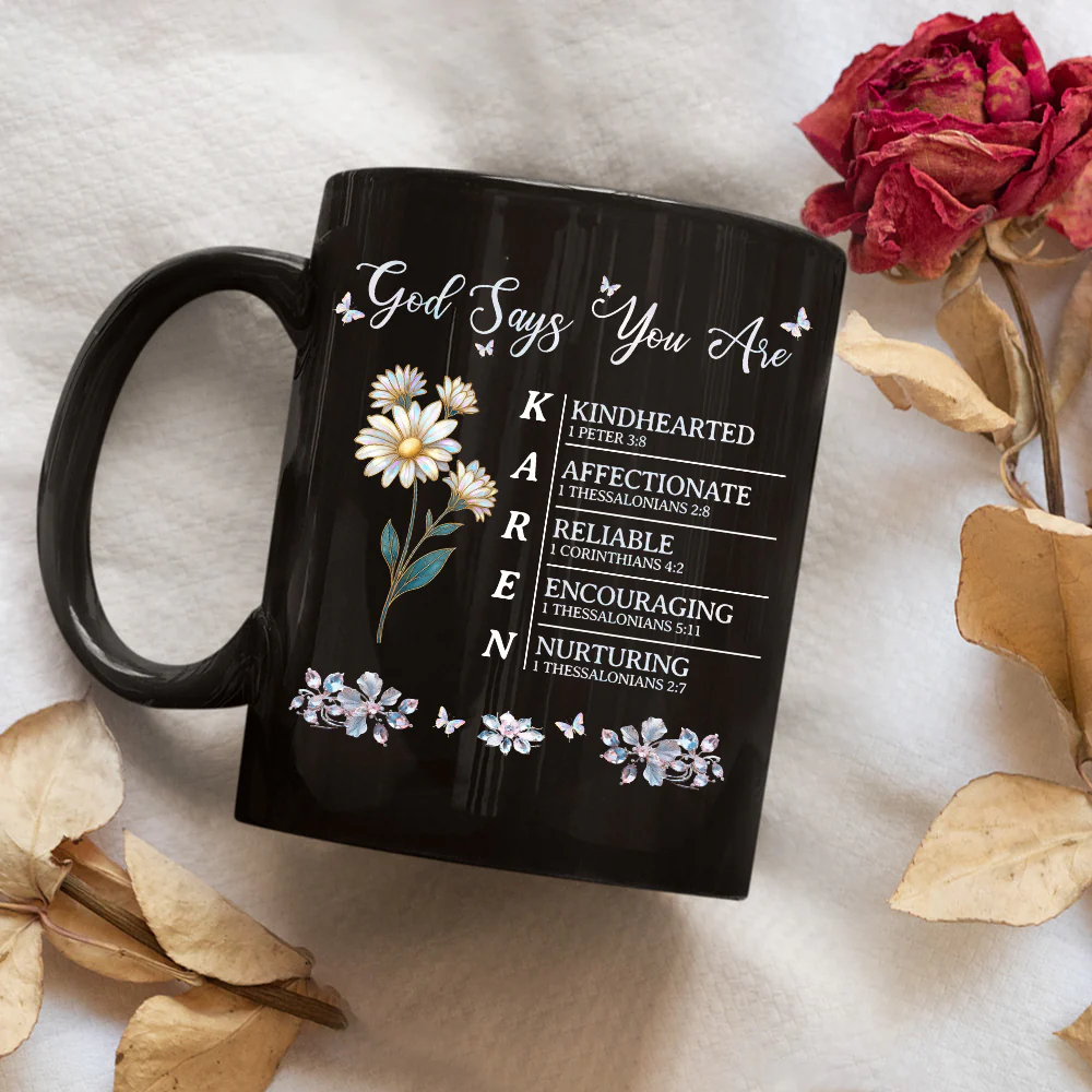 God Says I Am - Personalized Custom Black Coffee Mug - Image 3