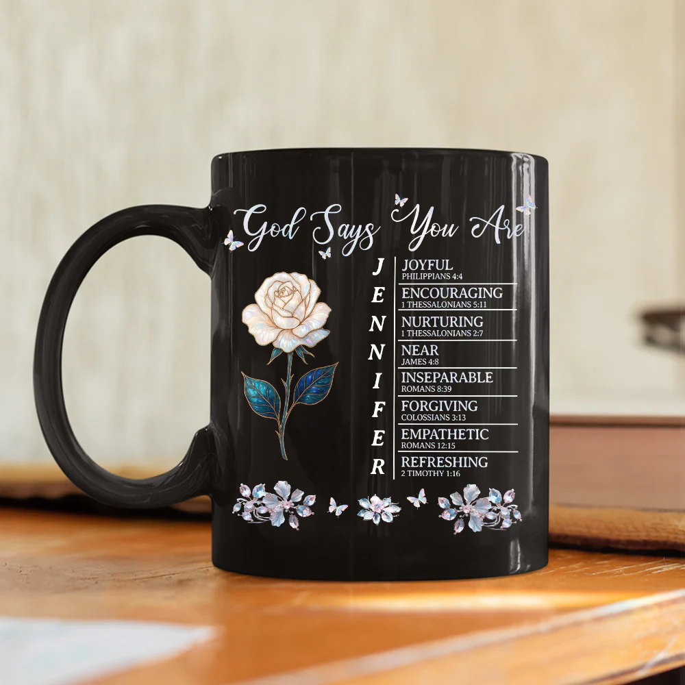 God Says I Am - Personalized Custom Black Coffee Mug - Image 4