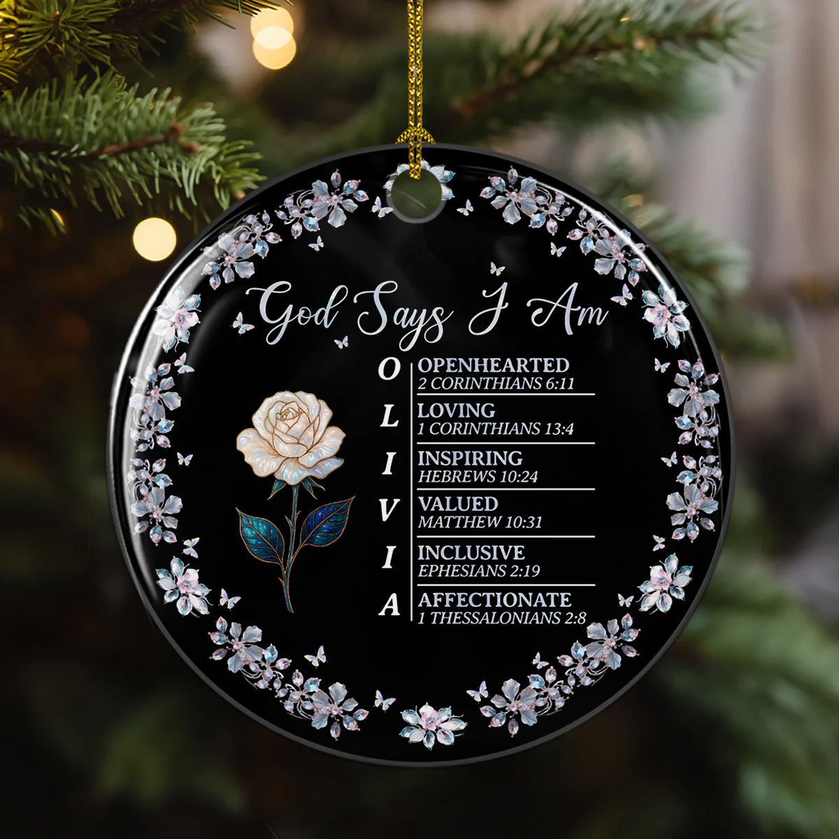 God Says I Am - Personalized Custom Ceramic Ornament - Image 2