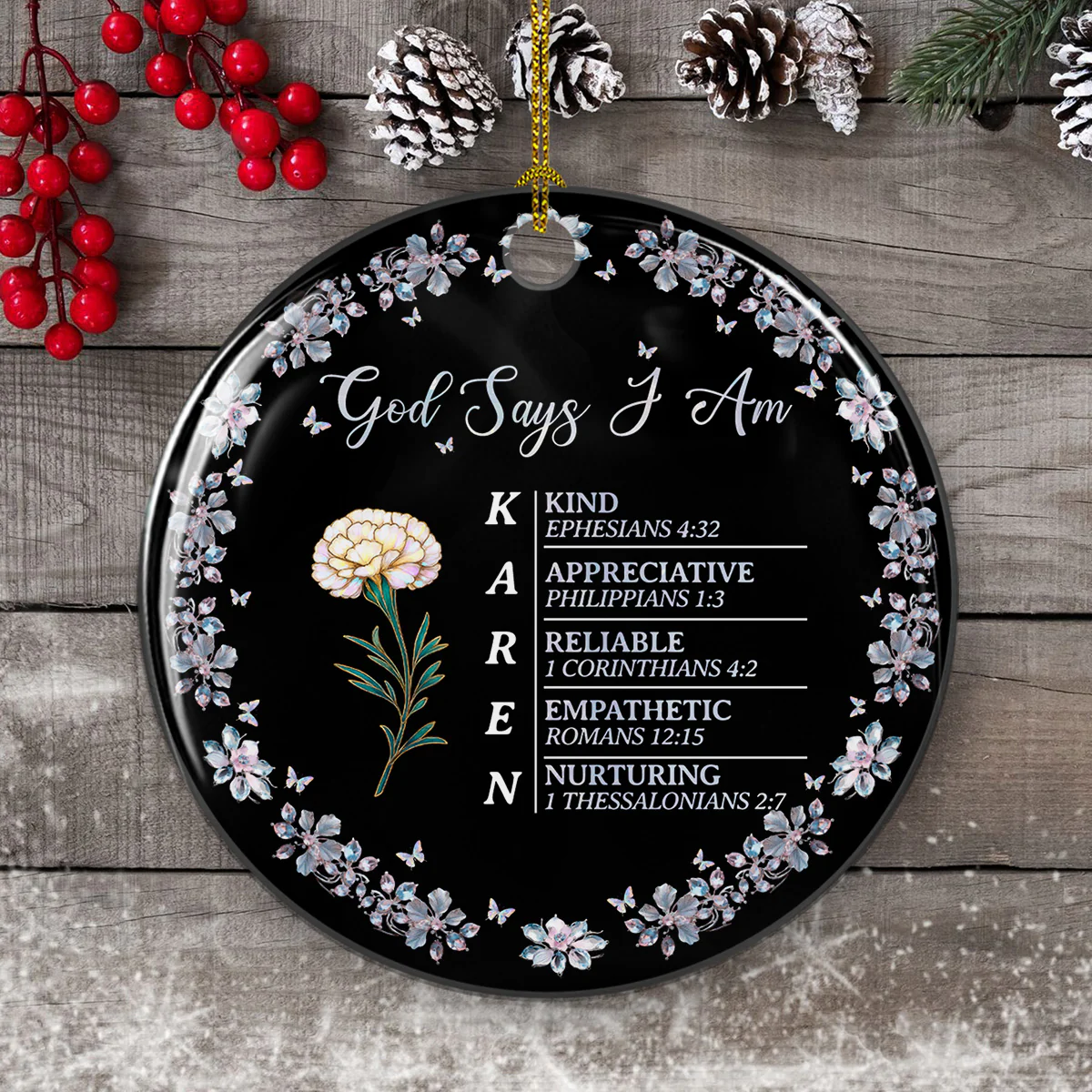 God Says I Am - Personalized Custom Ceramic Ornament - Image 4