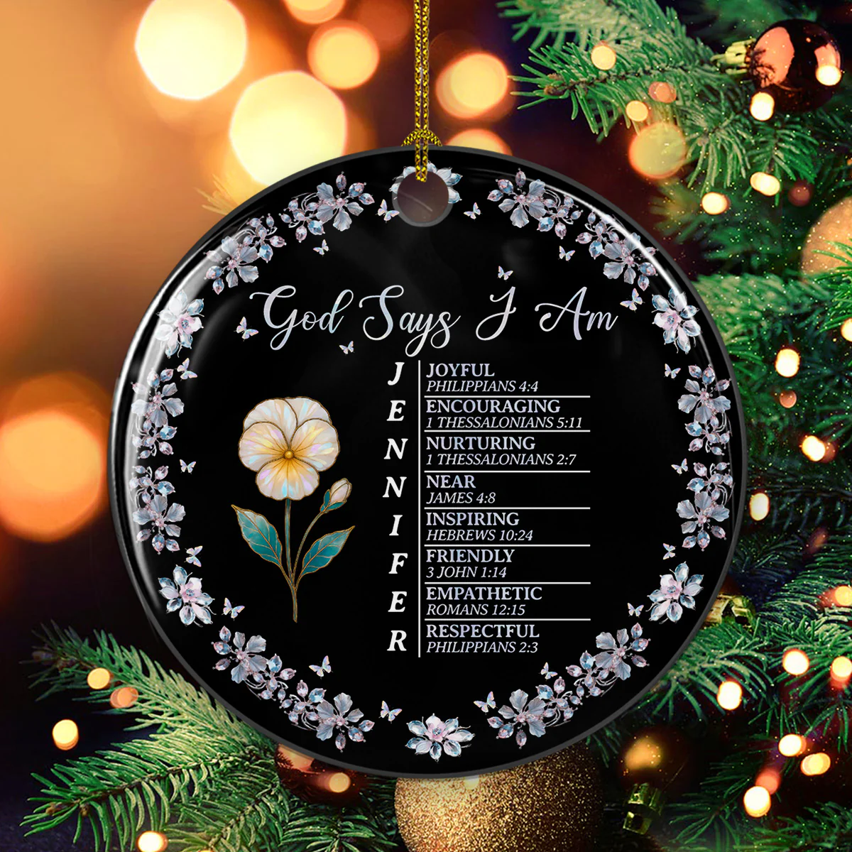 God Says I Am - Personalized Custom Ceramic Ornament - Image 5