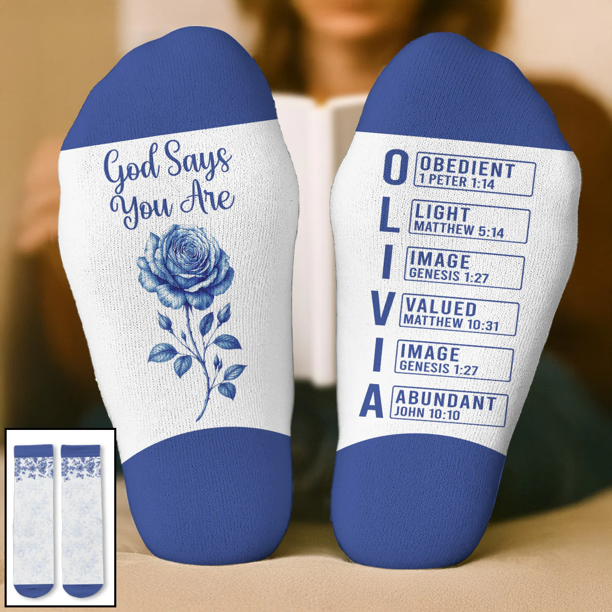 God Says I Am - Personalized Custom Crew Socks - Image 2