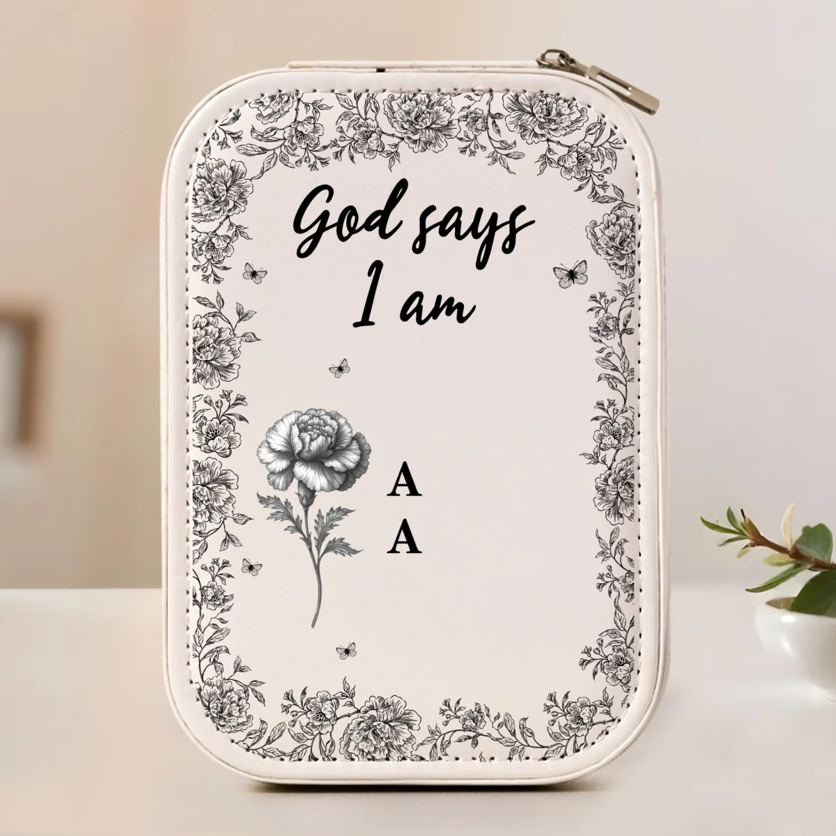 God Says I Am - Personalized Custom Jewelry Box With LED Mirror - Image 7