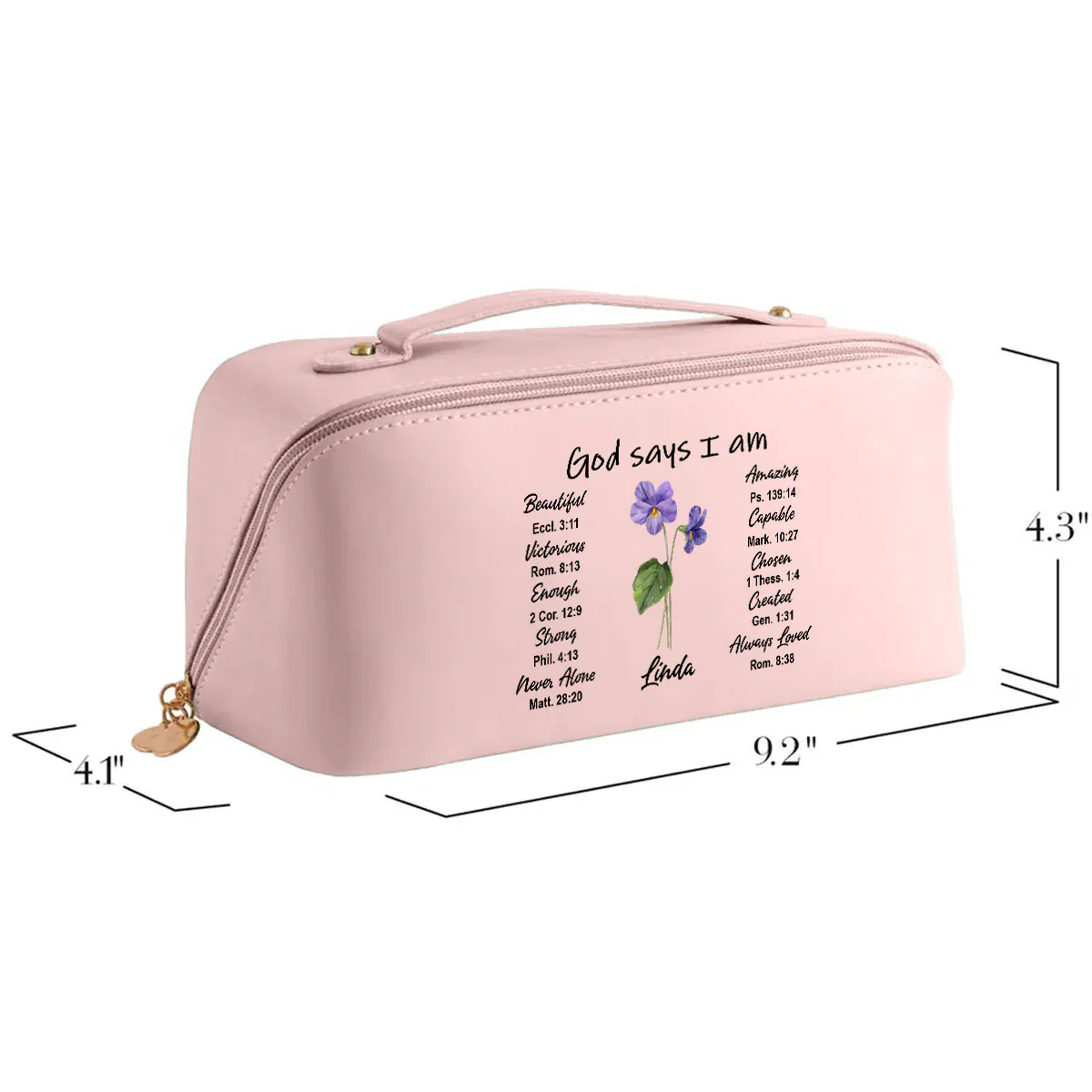 God Says I Am - Personalized Custom Leather Makeup Bag - Image 4