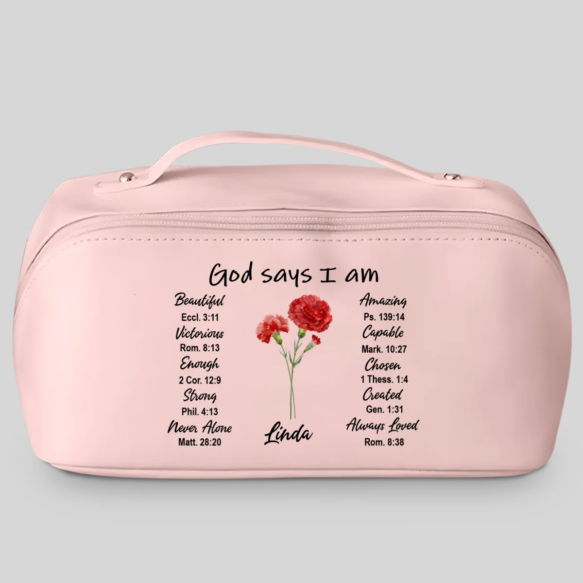 God Says I Am - Personalized Custom Leather Makeup Bag - Image 7