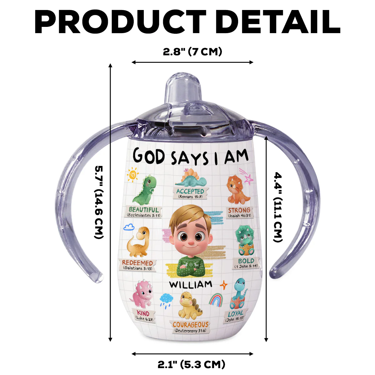 God Says I Am - Personalized Custom Sippy Cup With Handles - Image 6