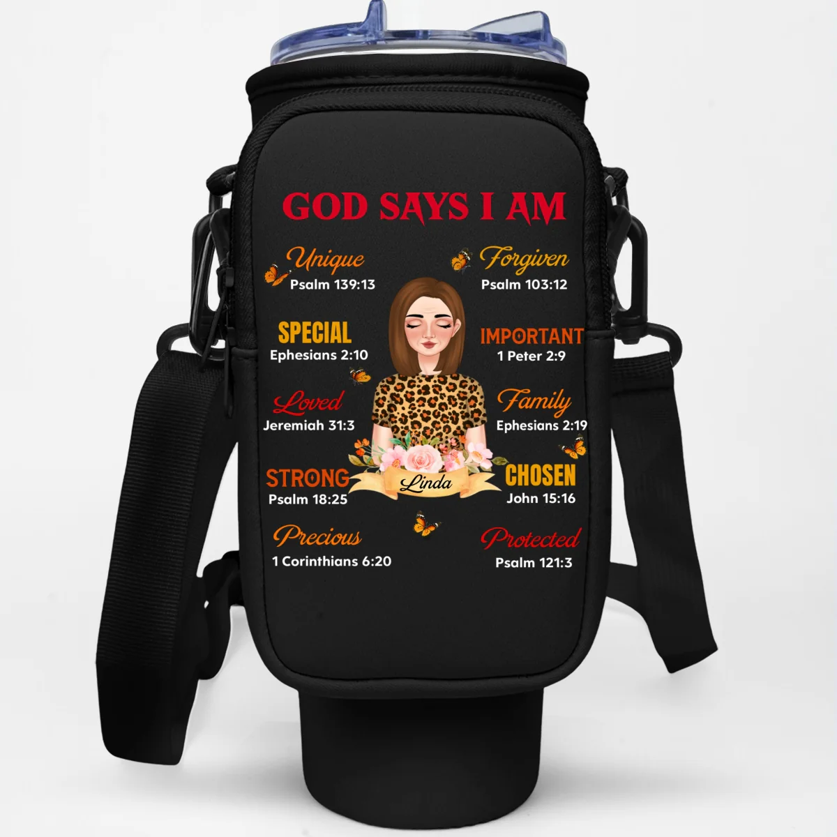 God Says I Am - Personalized Custom 40oz Water Bottle Carrier Bag - Image 7