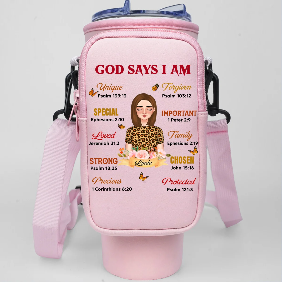 God Says I Am - Personalized Custom 40oz Water Bottle Carrier Bag - Image 8
