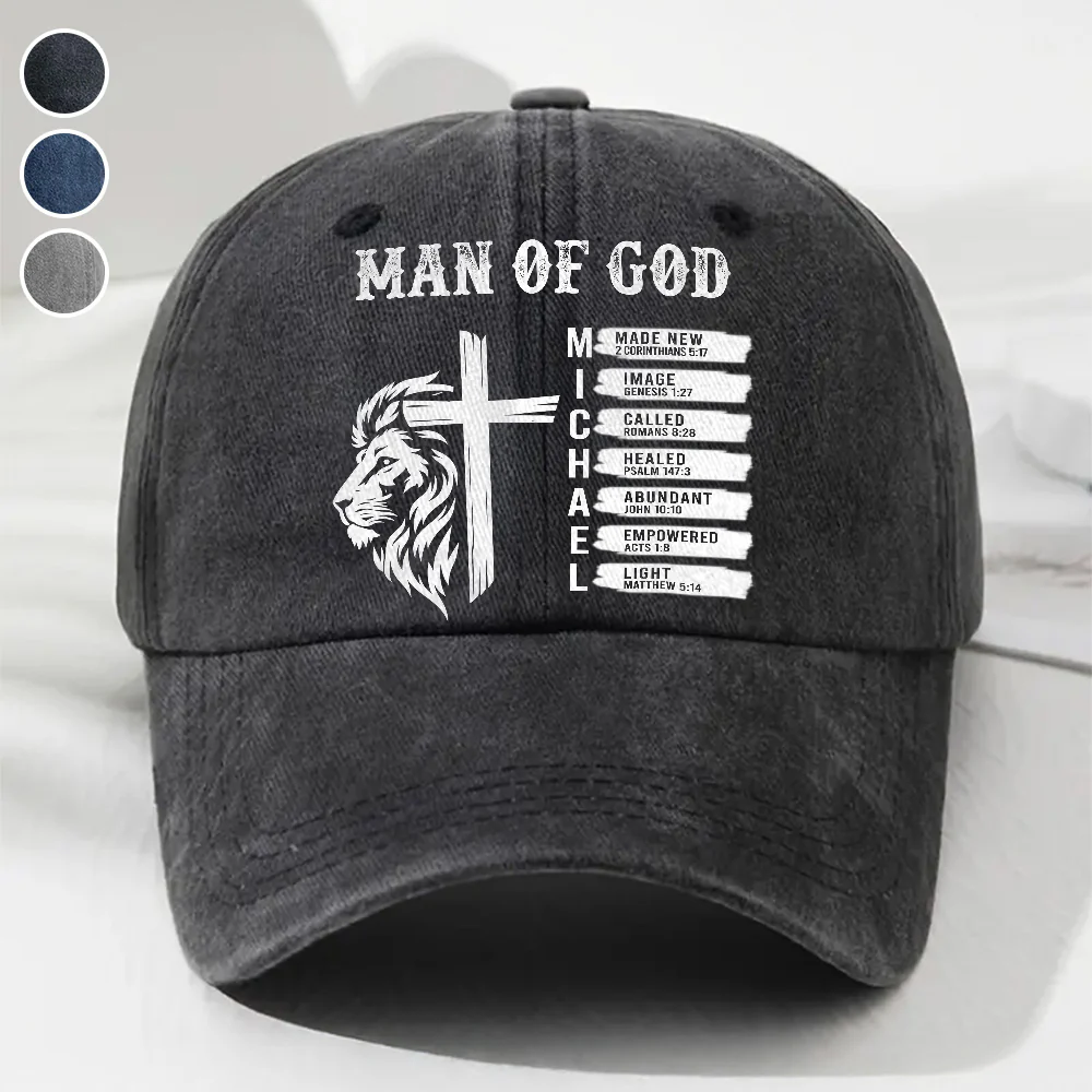 God Says - Personalized Custom Vintage Washed Denim Cap