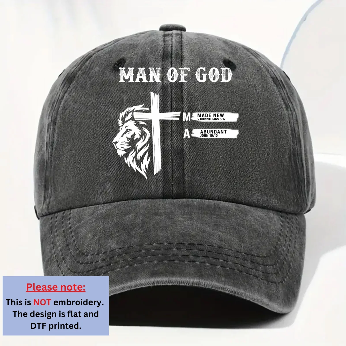 God Says - Personalized Custom Vintage Washed Denim Cap - Image 6