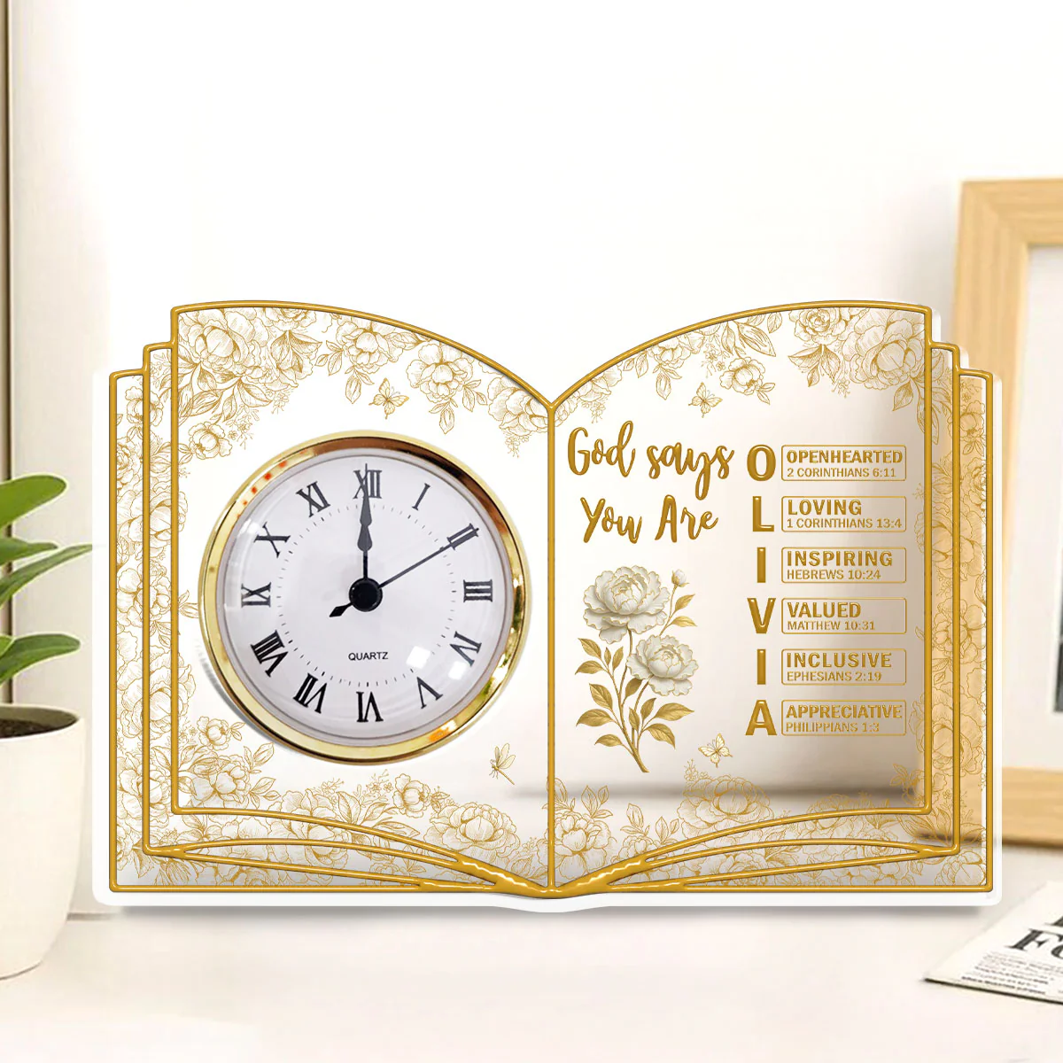 God Says You Are Bible - Personalized Custom Acrylic Desk Clock Plaque