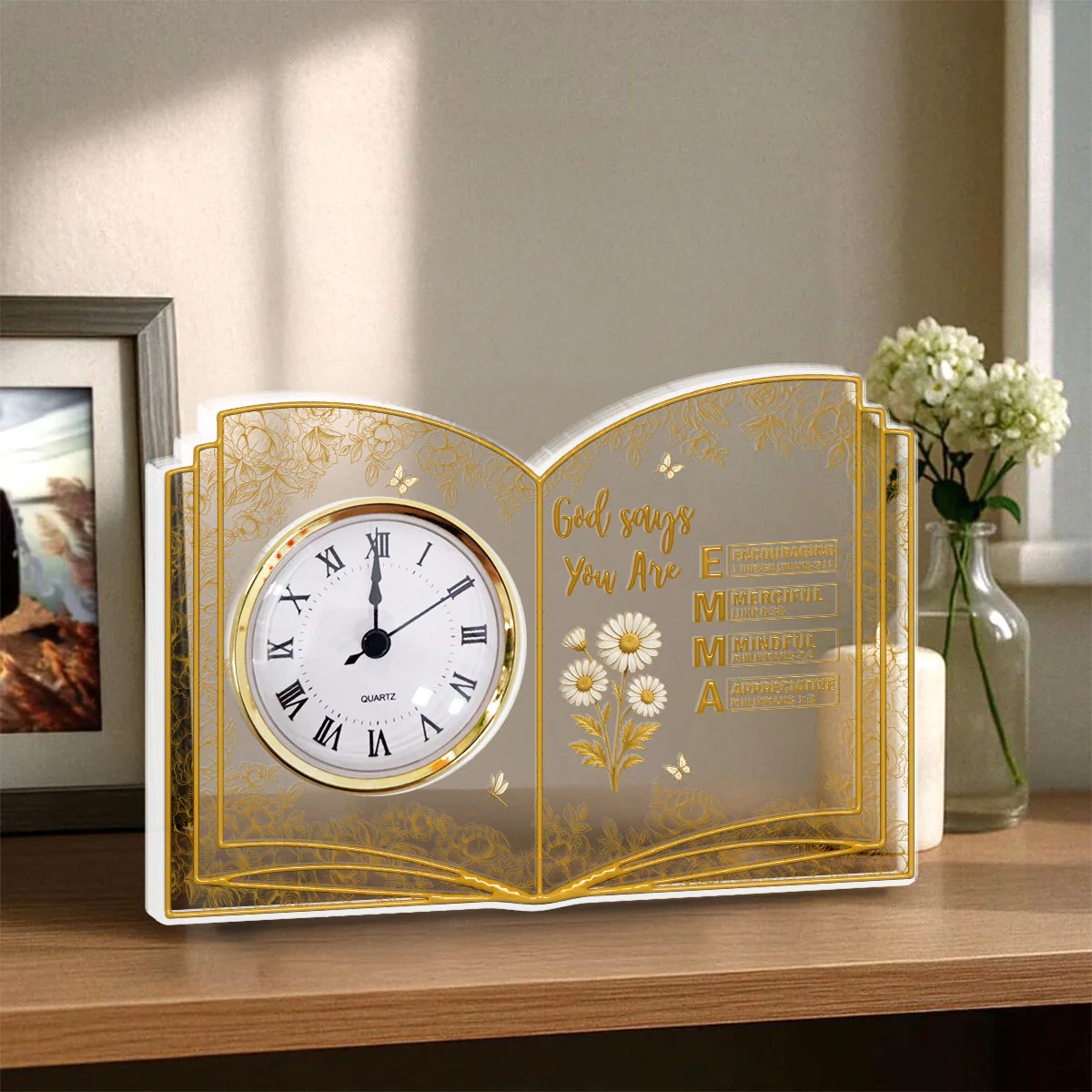 God Says You Are Bible - Personalized Custom Acrylic Desk Clock Plaque - Image 3