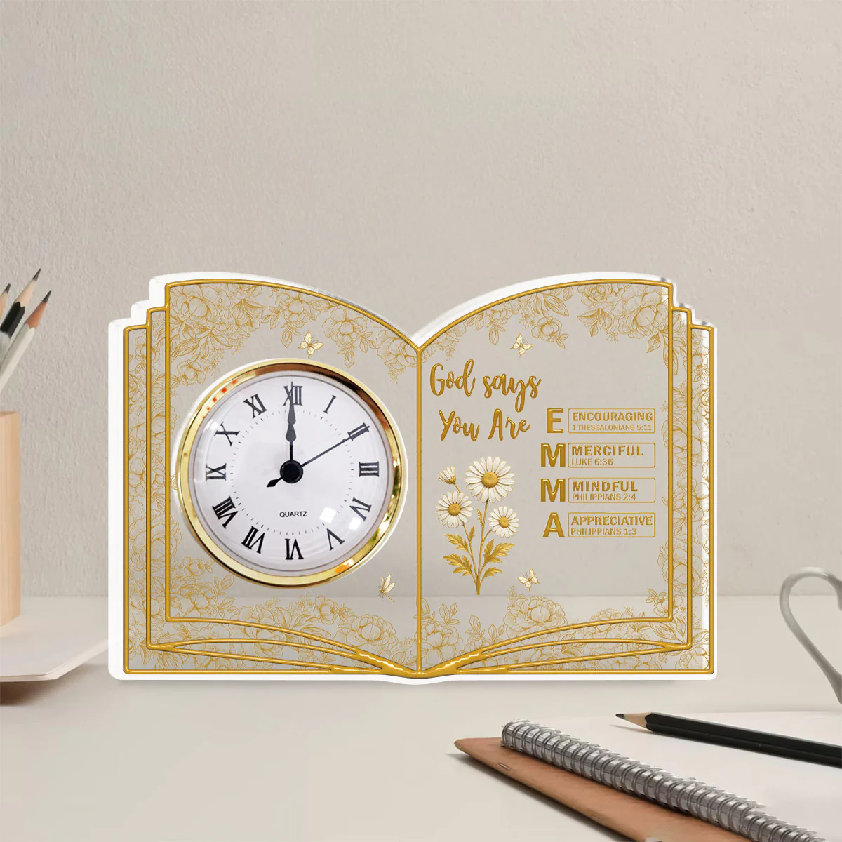 God Says You Are Bible - Personalized Custom Acrylic Desk Clock Plaque - Image 4