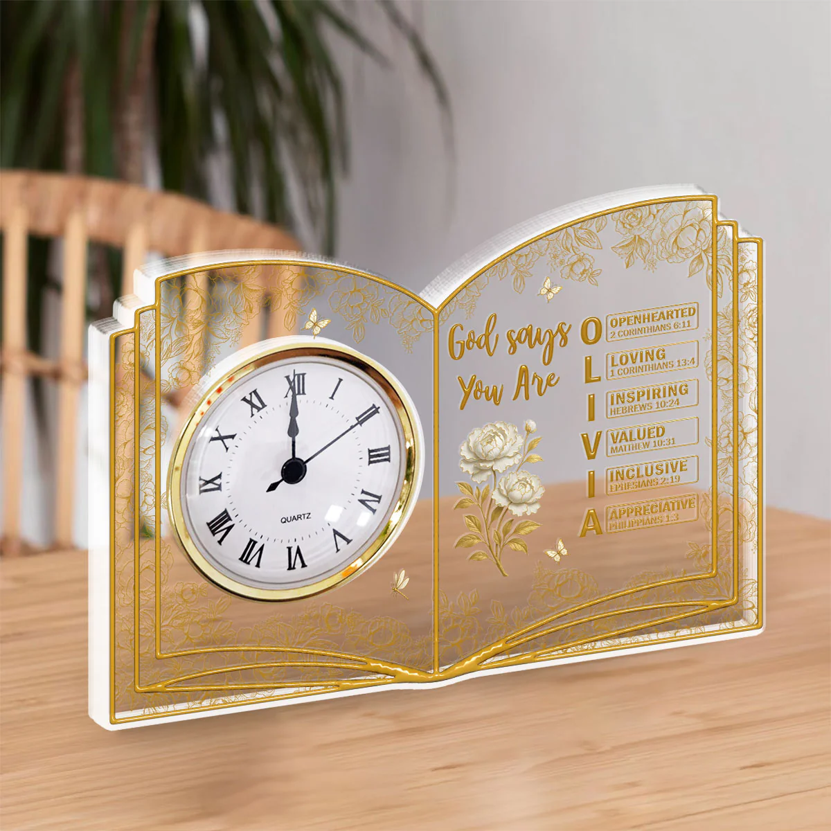 God Says You Are Bible - Personalized Custom Acrylic Desk Clock Plaque - Image 5