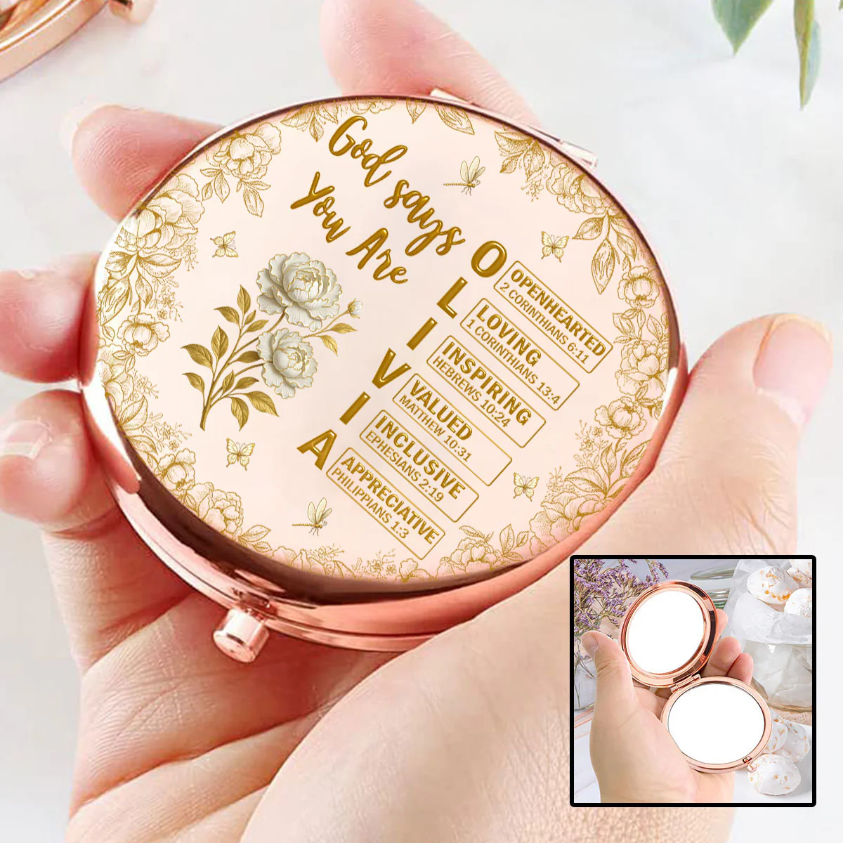 God Says You Are Bible - Personalized Custom Compact Mirror