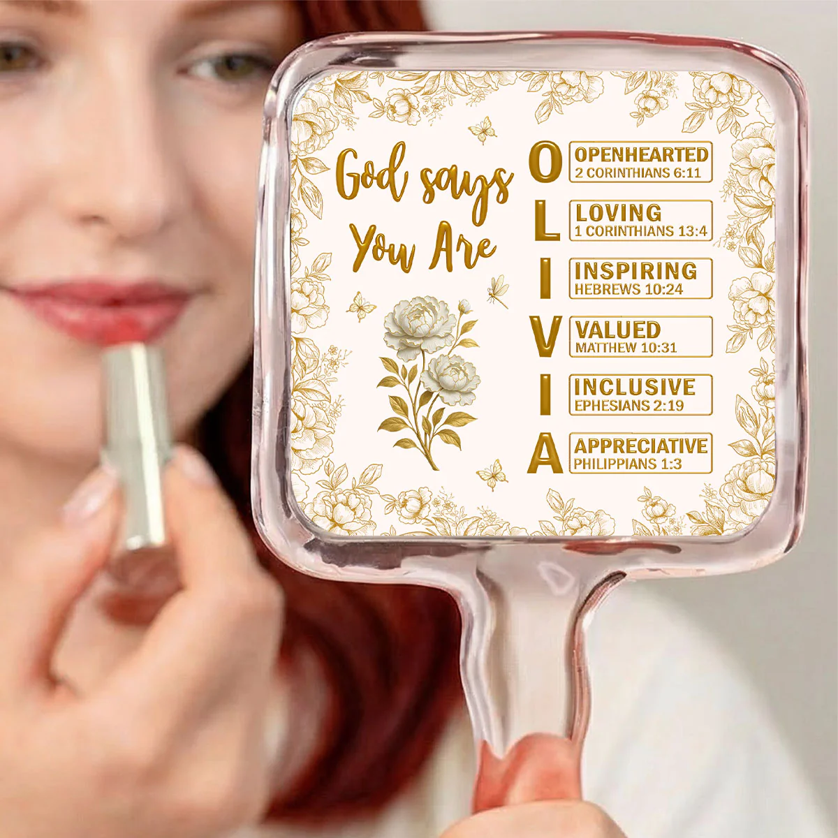 God Says You Are Bible - Personalized Custom Handheld Mirror